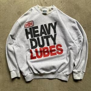 90s “Heavy Duty Lubes” crewneck, size XL on a made in USA Tultex tag. READ DISC
